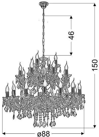 Candellux Zlatý krištáľový luster Maria Teresa pre žiarovku 28x E14 30-94622