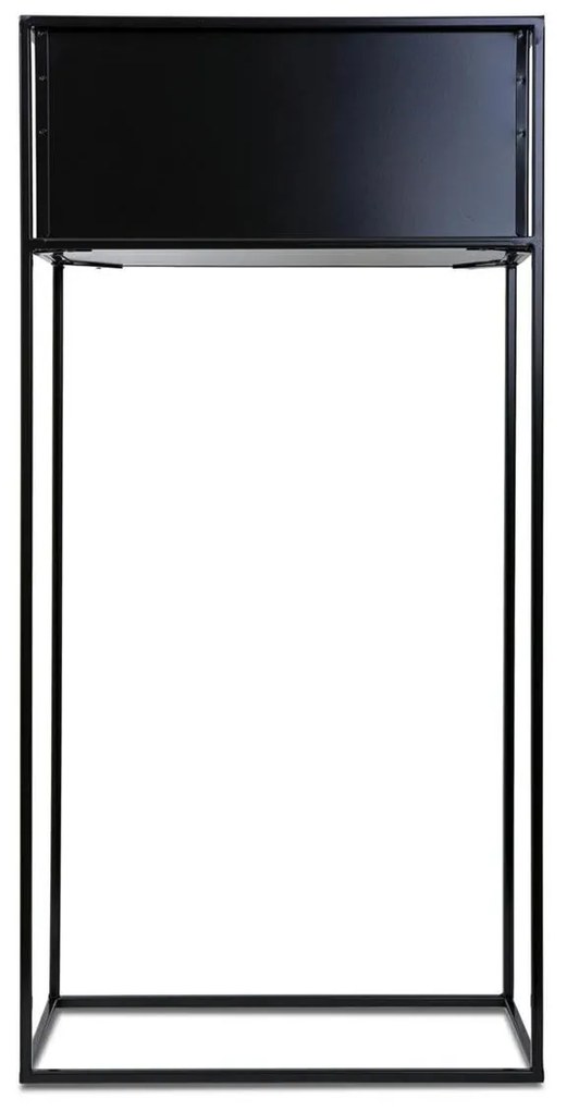 KOVOVÝ KVETINÁČ SO STOJANOM RECT 90X24X44 CM ČIERNA