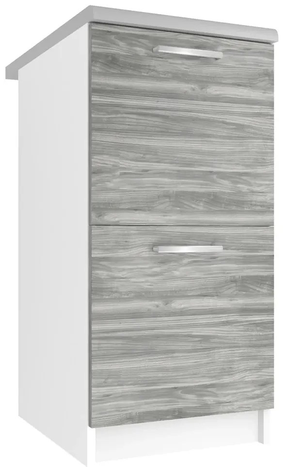 Kuchynská skrinka Belini spodná so zásuvkami 40 cm šedý antracit Glamour Wood s pracovnou doskou  TOR SD2-40/0/WT/GW/0/E