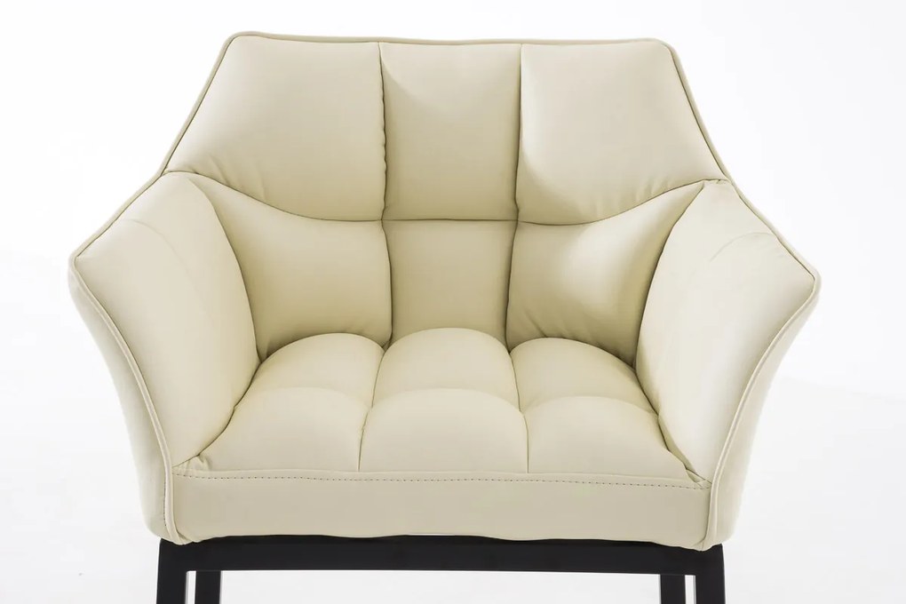 Barová stolička Damas B4 - koženka, čierny rám - Krémová