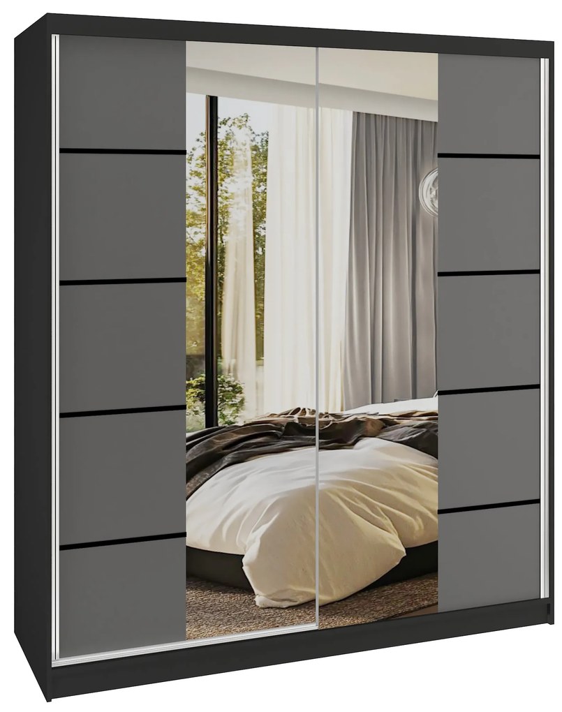 Šatníková skriňa SERENITY 158 cm šedý mat ME SERENITY SZP7/0/B/SR/0/HIAL