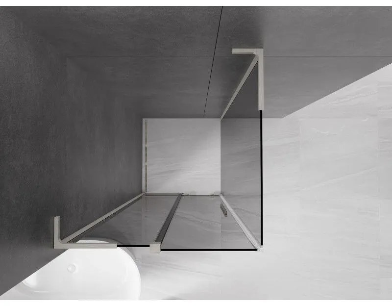 Mexen Velar L, sprchový kút s posuvnými dverami 100 x 100 cm, 8mm šedé sklo, brúsená oceľ, 871-100-100-43-97