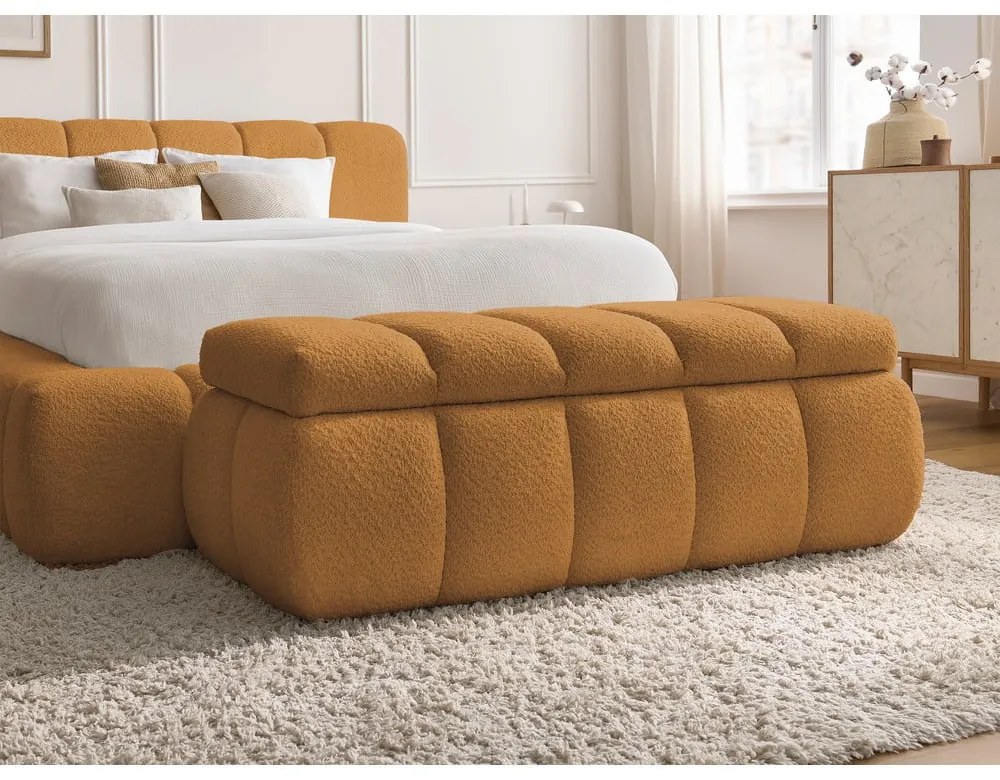 Okrovožltá lavica z textílie buklé – Bobochic Paris