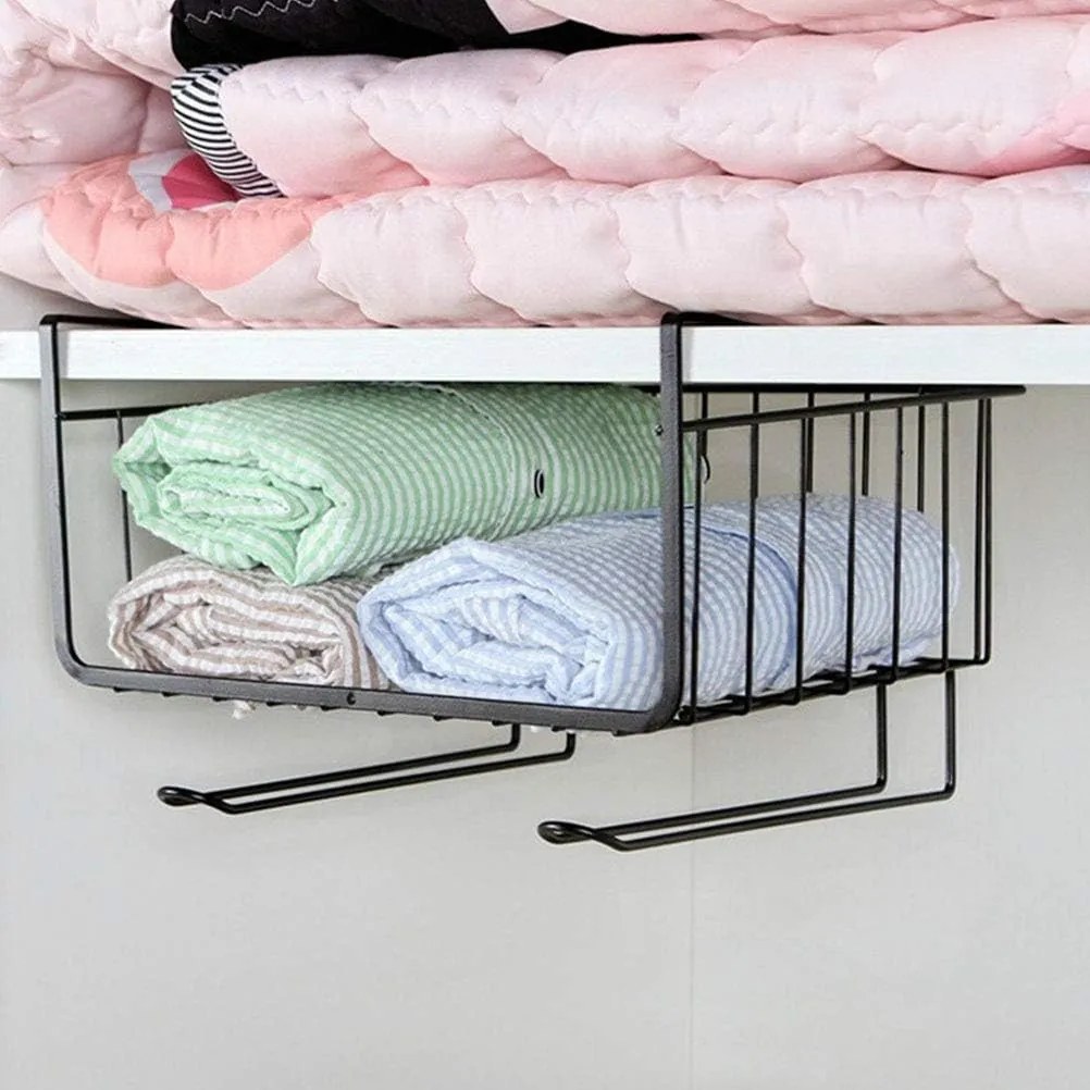 Zeller Present Prídavný závesný kôš pod policu s 2 háčikmi na kuchynské utierky, čierny UNDER