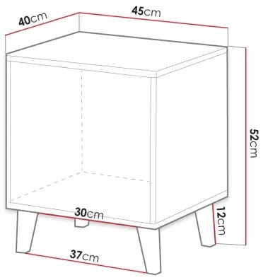 SADA 2x Nočný stolík VAMOS 52x45 cm antracit