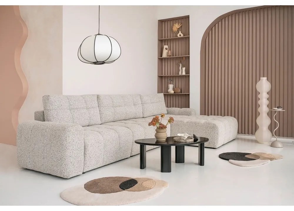 Béžová rozkladacia modulárna rohová pohovka s úložným priestorom (pravý roh) Lulu – Miuform