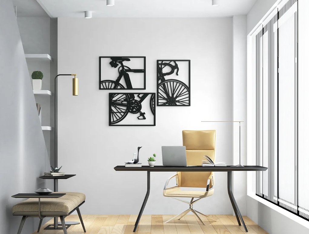 drevko Viacdielny obraz Bicykel Rozmer obrazu: 44,5 x 58 cm, Farba dekorácie: Čierna
