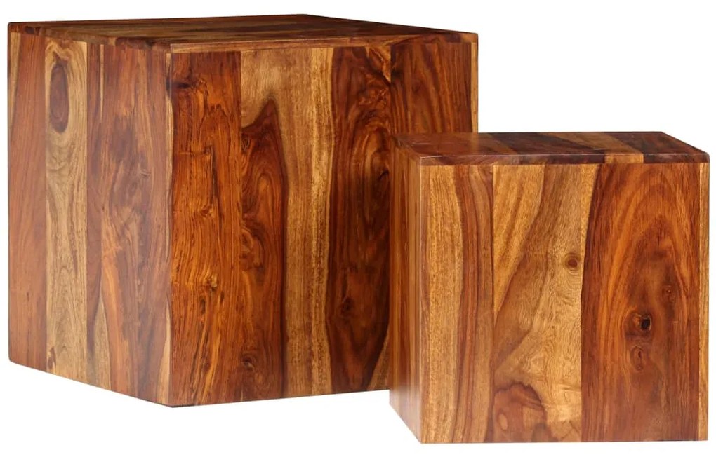 Konferenčné stolíky, 2 ks, masív sheeshamové drevo, 40x40x40 cm