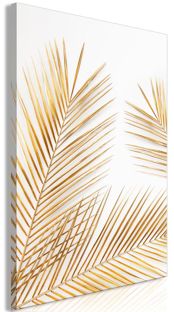Artgeist Obraz - Golden Palm Leaves (1 Part) Vertical Veľkosť: 40x60, Verzia: Na talianskom plátne