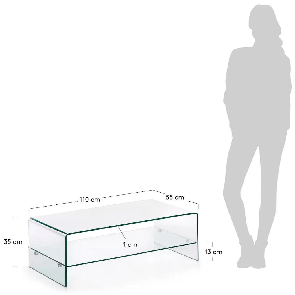 Konferenčný stolík burano 110x55 cm sklo MUZZA