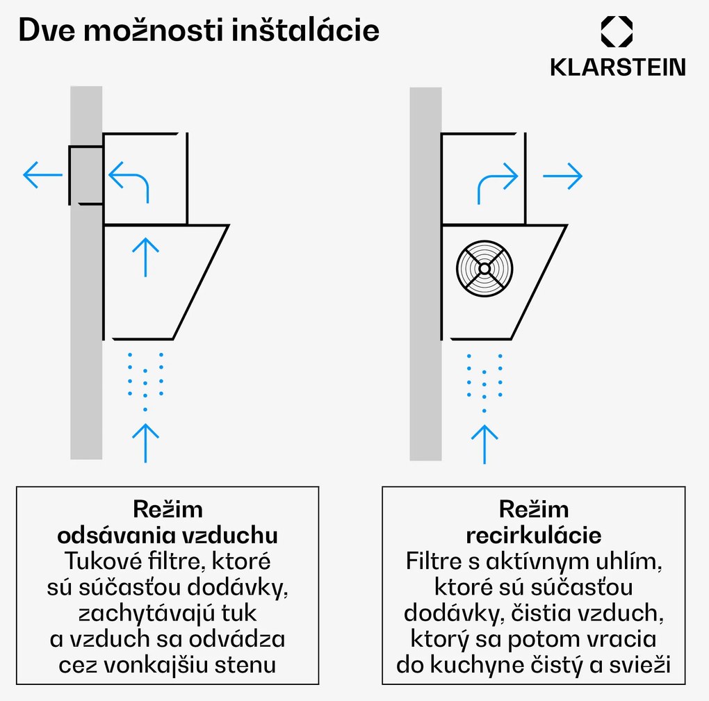 Klarstein BigBite šikmý digestor | režim odsávania vzduchu a recirkulácie | bezpečnostné sklo | 417 m³/h | 90 cm