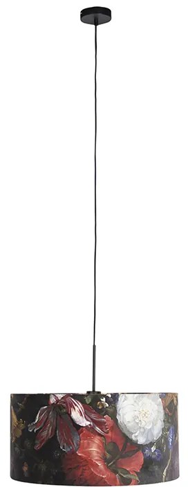 Závesné svietidlo s plyšovým tienidlom Kvetiny so zlatom 50 cm - Combi