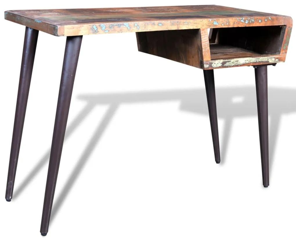 vidaXL Písací stôl z recyklovaného dreva s nohami zo železa