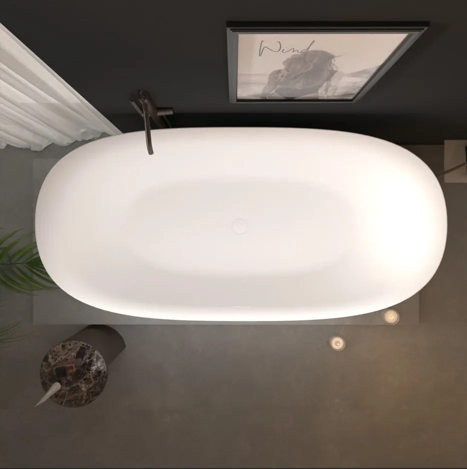 Erga Vienna, voľne stojaca vaňa 150x75 cm + odtoková zátka, biela lesklá, ERG-VIENNA-150075-WH-WH