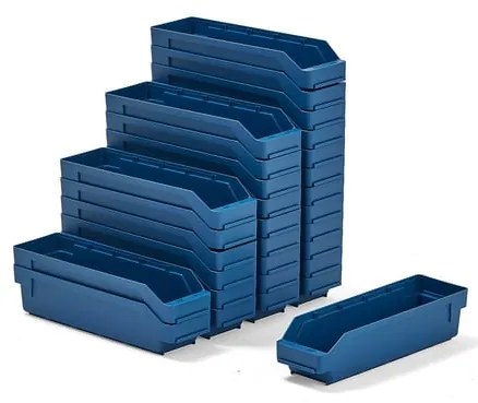 Plastové boxy na súčiastky REACH, 400x120x95 mm, 30 ks, modré