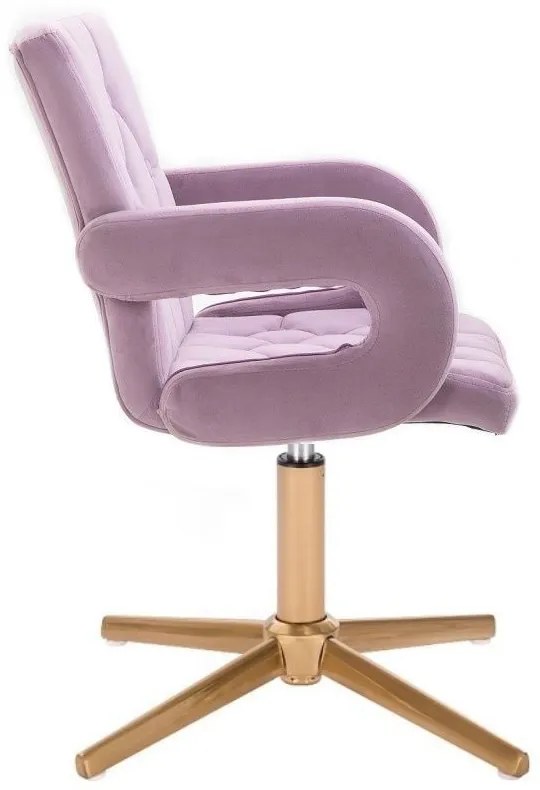 LuxuryForm DESIGN Stolička BOSTON VELUR na zlatom kríži - levanduľa