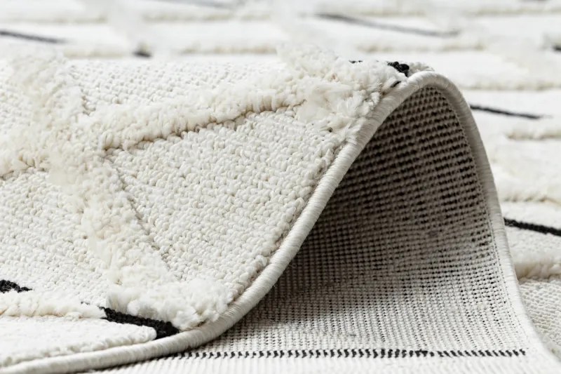 Koberec SEVILLA Y611A mreža, diamanty hnedý / biely, Maroko, Shaggy