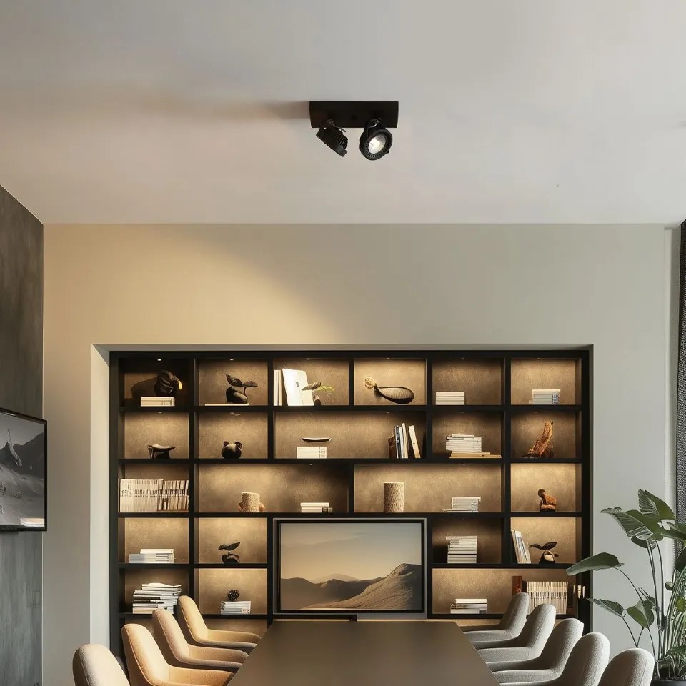 Moderné prisadené bodové svietidlo čierne vrátane stmievateľnej LED 2-svetlá - Apollo