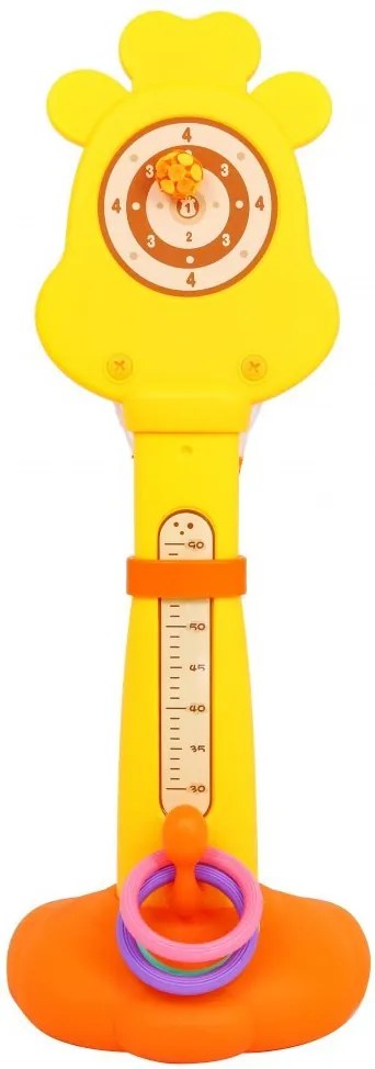 RAMIZ Detská športová súprava Žirafa 4v1 - basketbal, obruče, šípky a výšková tabuľka (3+)