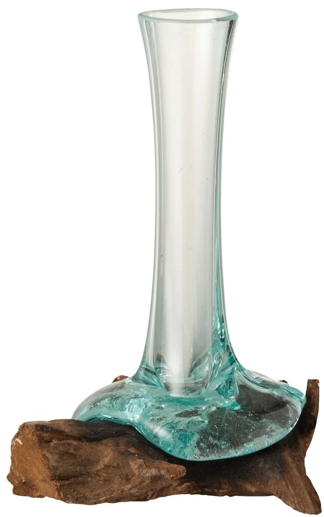 Sklenená úzka váza na koreni dreva Gamal S - 17*13*16 cm
