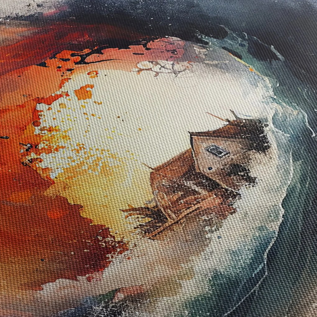 Obraz - Vo víre povodne, akvarel (90x60 cm)