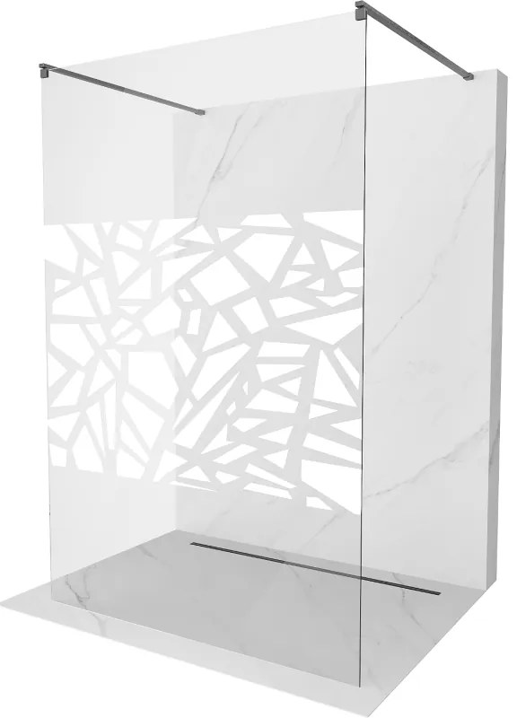 Mexen Kioto, sprchová zástena Walk-In 140 x 200 cm, 8mm číre sklo biely vzor, grafitový profil, 800-140-002-66-85