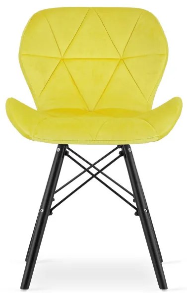 Set troch jedálenských stoličiek LAGO zamat žlté (čierne nohy) (3ks)