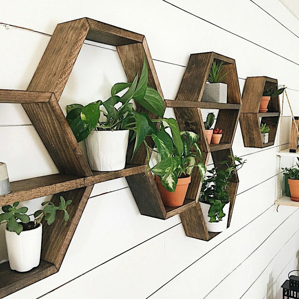 Súprava 6 ks nástenných poličiek RAF 37x40 cm orech