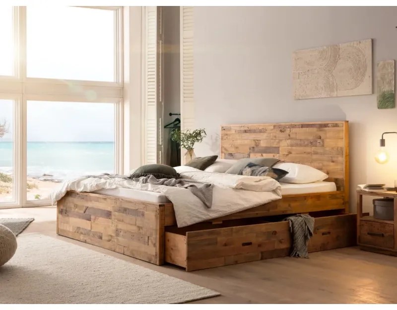 furniture-nabytek.cz - Masívna posteľ Mayari 180x200 s úložným priestorom, borovica, lakovaná
