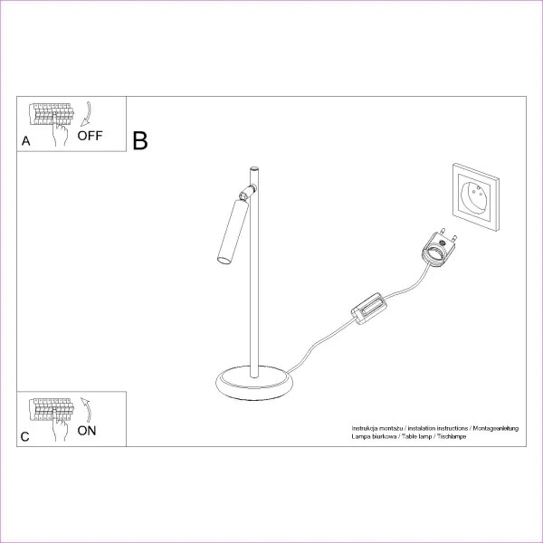Sollux SL.1469 - Stolná lampa PASTELO 1xG9/8W/230V čierna