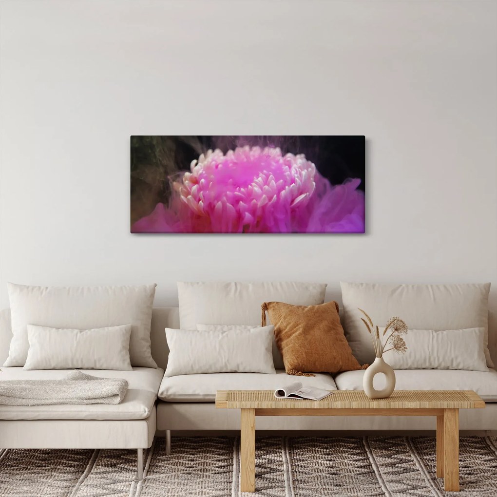 Obraz kvetiny v ružovom dyme (120x50 cm)