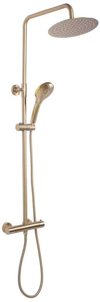 Rea Vincent, sprchový set s termostatickou batériou a dažďovou hlavicou 25cm, zlatá matná, REA-P6602
