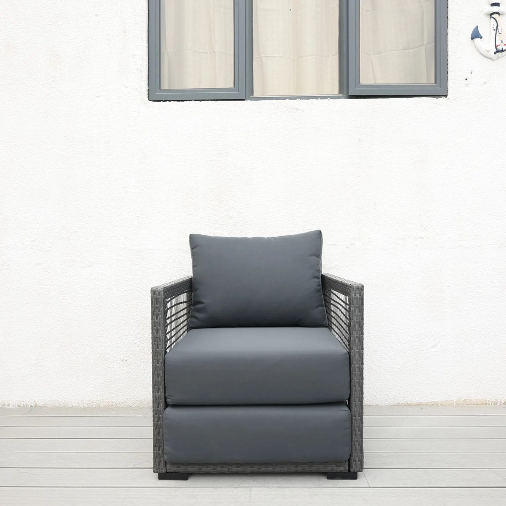 Súprava záhradného nábytku Excelentur s ohniskom 3+2+1 sivá