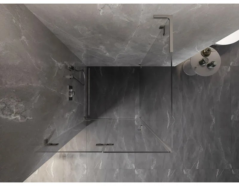 Mexen Lunar-F L, skladací sprchový kút ľavý 80 x 80 cm, 8mm číre sklo, oceľový profil, 836L-080-080-97-00-L