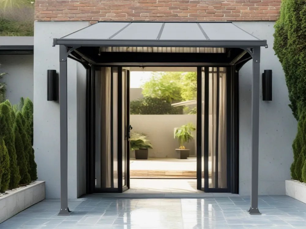 Hliníkový vchodový prístrešok BestBerg PD-4A / 4,3 m² / sivý