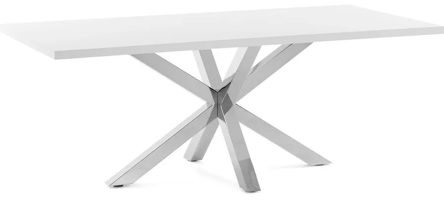 Biely jedálenský stôl s antikoro podnožím Kave Home Arya, 160 x 100 cm