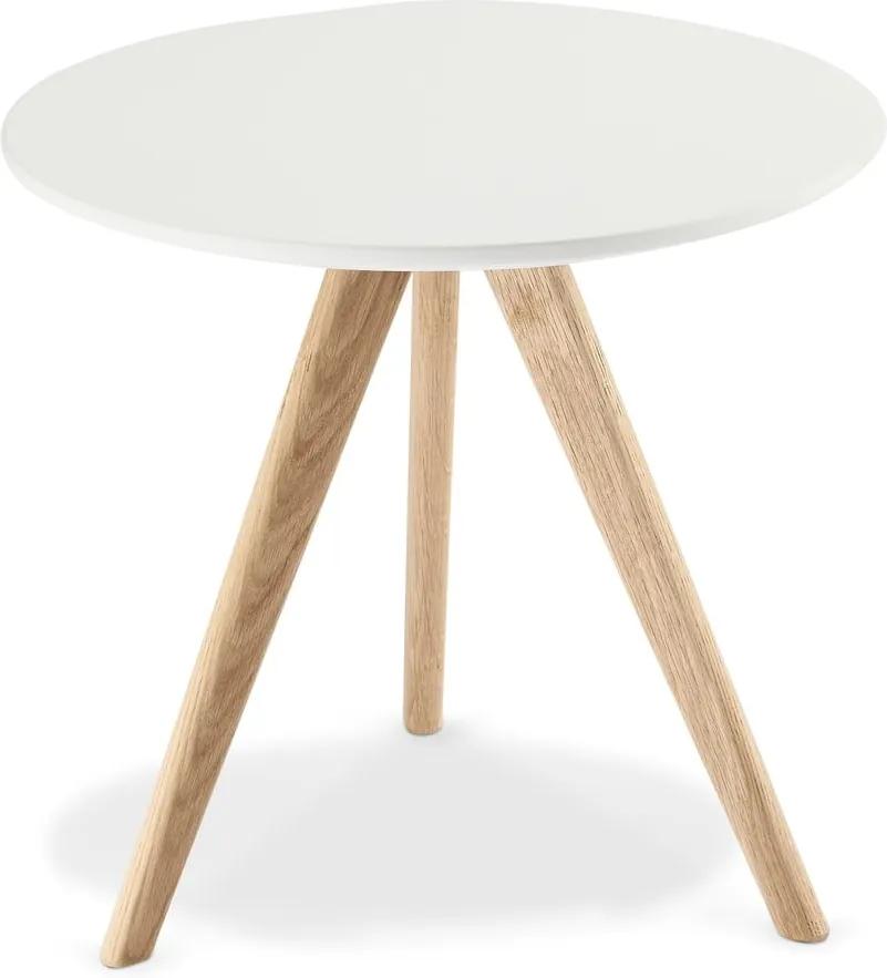 Biely konferenčný stolík s nohami z dubového dreva Furnhouse Life, Ø 48 cm
