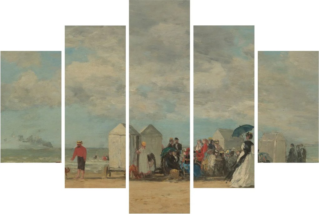 Obraz - Eugène Boudin, Beach Scene , reprodukcia (150x105 cm)