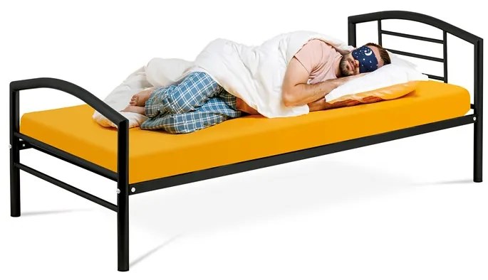 Autronic BONTEC Jednolôžková posteľ 94x207cm, kov, čierna, BED-1900 BK Farba: Biela