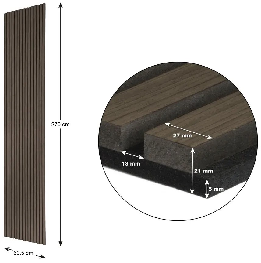 Akustický panel G21 270x60,5x2,1 cm, tmavý orech 63910195 2ks