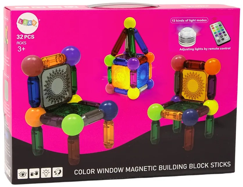 LEAN TOYS Magnetická stavebnica - 32 kusov