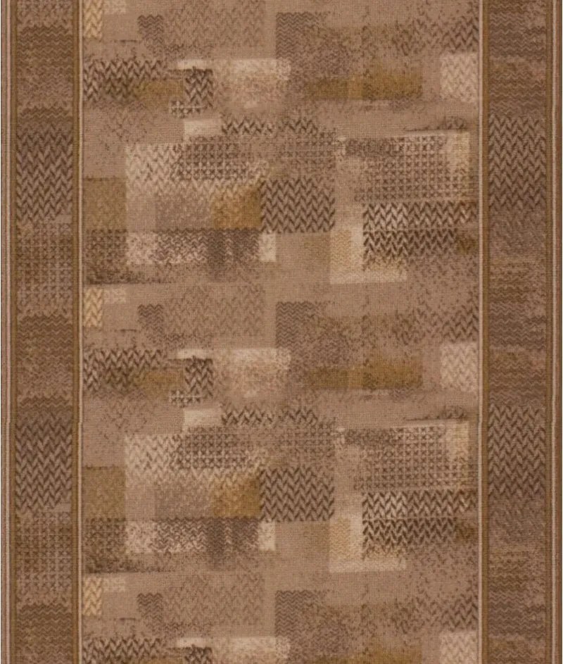 Associated Weavers, Protišmykový behúň na mieru Tribe 44 hnedý, šíre 100 cm, hnedá, chodba / predsieň