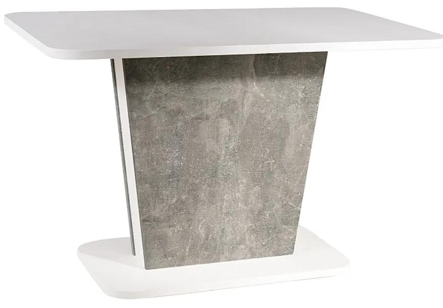 Rozkladací jedálenský stôl CALIPSO, 110-145x76x68, biela/beton