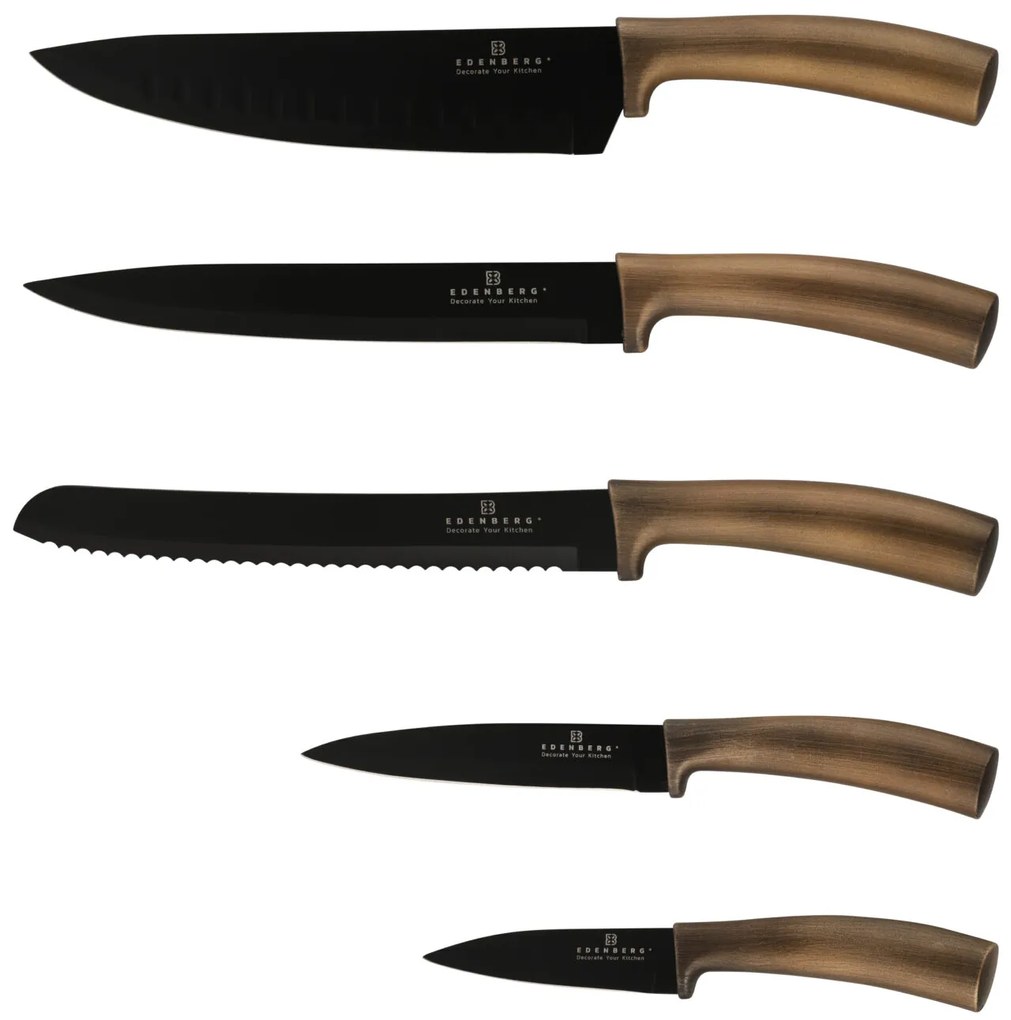 6 dielna sada nožov s magnetickým stojanom v medenej farbe