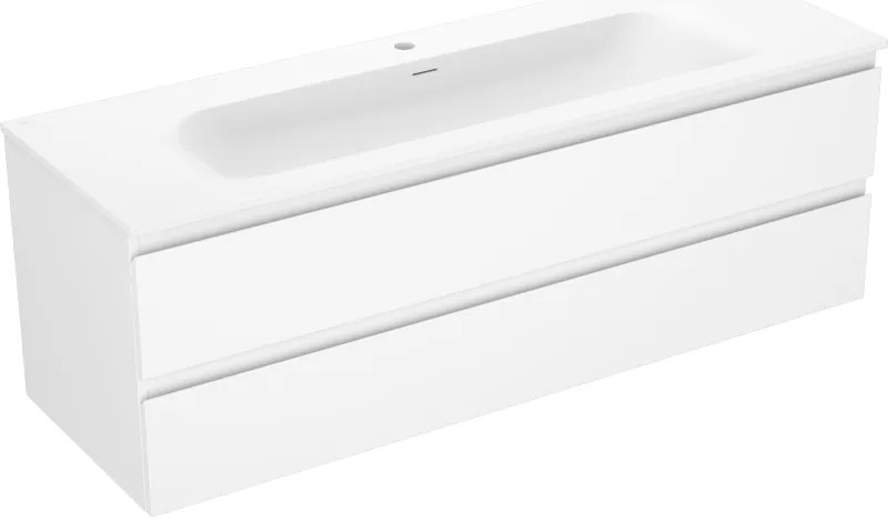 Mexen Orio, kúpeľňová skrinka 140 cm s umývadlom Vela, 2 zásuvky, biela matná, 91A10-14047-2-BFF01-W23M01