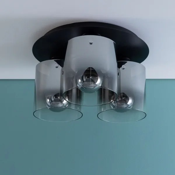 Brilliant - Stropné svietidlo BETH 3xE27/60W/230V priemer 37 cm čierna/dymová