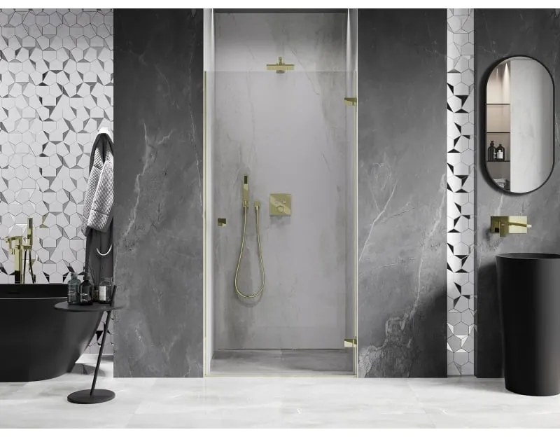 Mexen, Mexen Lunar-B Otočné pravé sprchové dvere 60 cm, transparentné, zlaté - 832-060-000-50-00-P