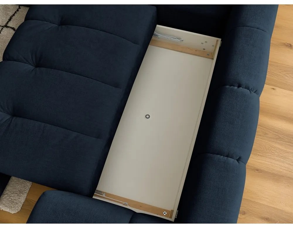 Tmavomodrá rozkladacia/s úložným priestorom rohová pohovka (ľavý roh/do L) Fuji – Bobochic Paris