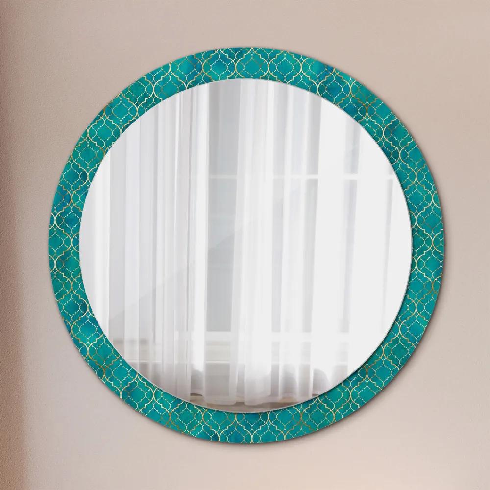 Okrúhle ozdobné zrkadlo Zelené a zlaté zloženie fi 90 cm