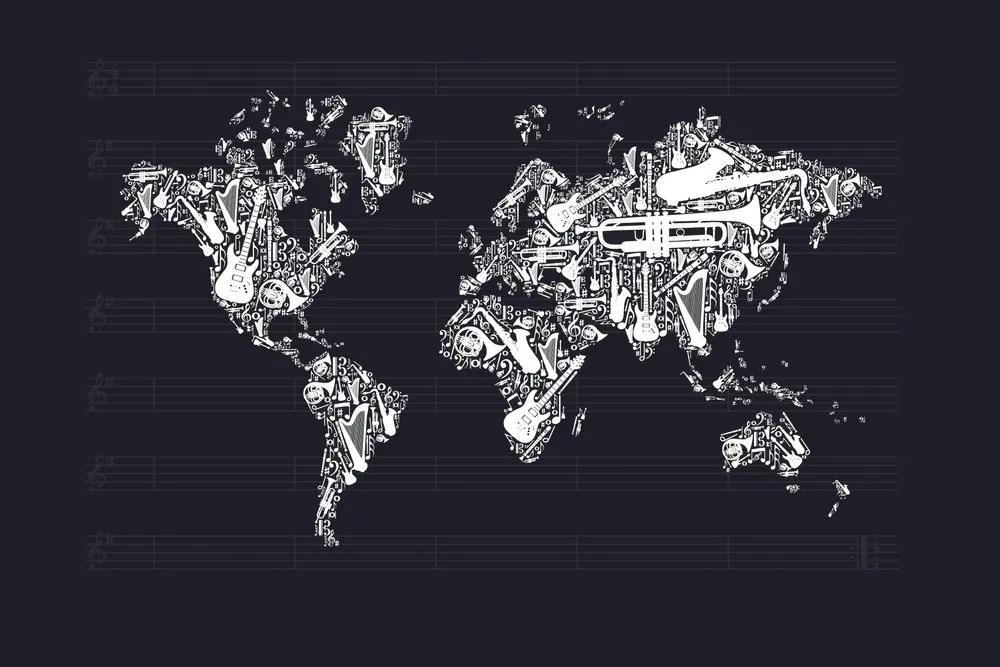 Tapeta hudobná mapa sveta - 150x100